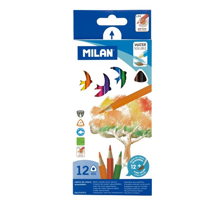 c.12 lapices acuarelables milan 0742312 surtido