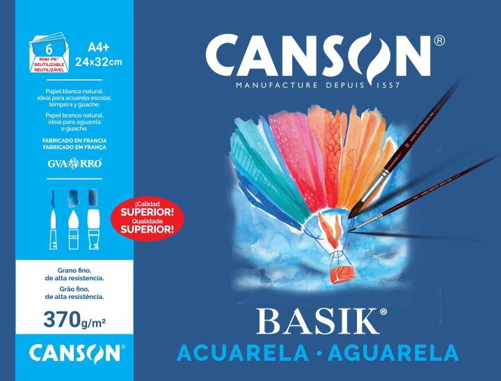 minipack 6h canson basik acuarela a4+ 370g