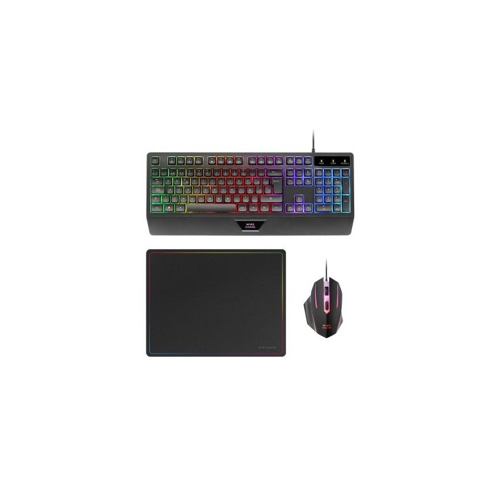 teclado mouse y alfombrilla mars gaming mcp124es rgb h mech, mouse huano rgb 3200dpi, alfombril