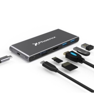phoenix technologies docking caja externa phoenix para disco m.2 con hub usb tipo c 6 en 1