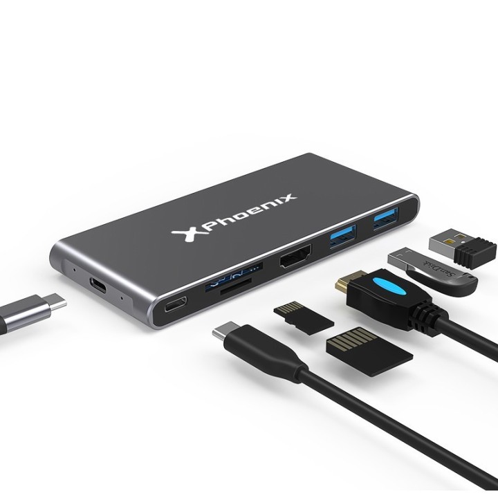 phoenix technologies docking caja externa phoenix para disco m.2 con hub usb tipo c 6 en 1