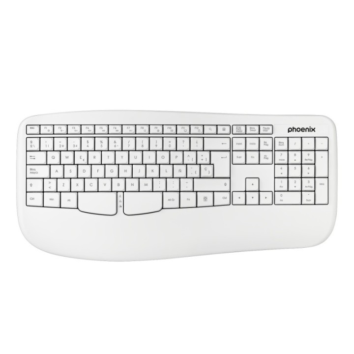 phoenix technologies phoenix k201 teclado ergon?mico inal?mbrico 2.4ghz blanco