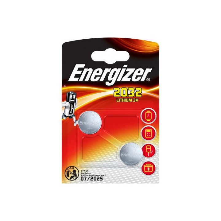 blister 2 pilas de boton modelo cr 2032 energizer e301021401