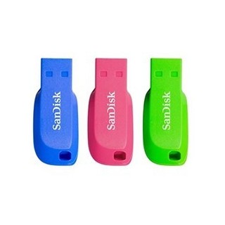 sandisk memoria usb 2.0 sandisk 32gb cruzer blade pack 3 azul   verde   rosa