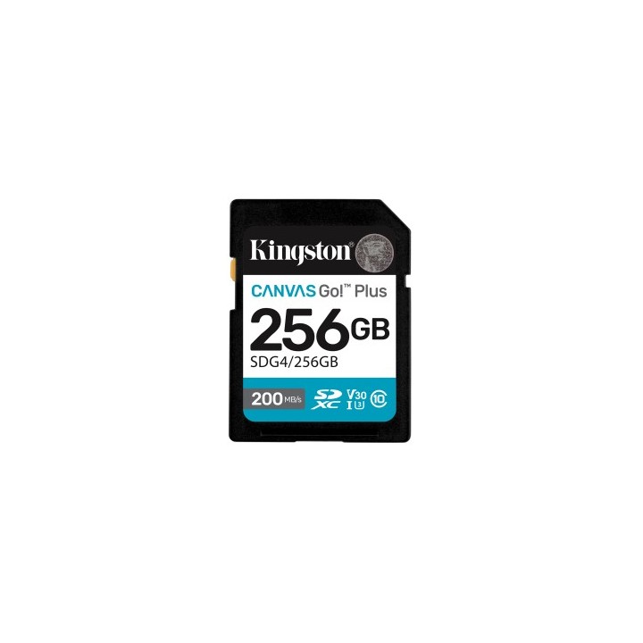 kingston kingston technology 256gb sdxc canvas go plus gen4 200mb/s c10 uhs i u3 v30