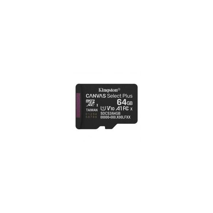 kingston tarjeta memoria micro secure digital sdxc 64gb kingston canvas select plus clase 10 uhs   1