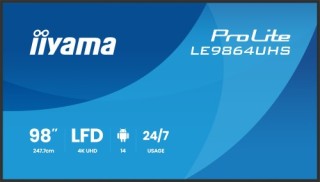 iiyama iiyama monitor 98" 3840x2160, uhd va dled  500cd/m, horiz y vert, mm 2x 10w, 2x hdmix 1x usb
