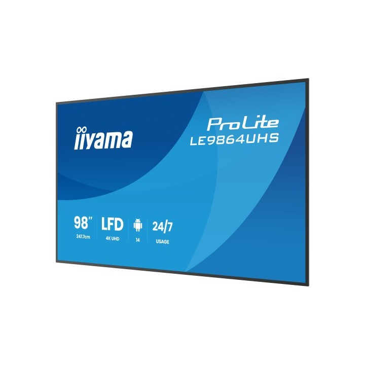 iiyama iiyama monitor 98" 3840x2160, uhd va dled  500cd/m, horiz y vert, mm 2x 10w, 2x hdmix 1x usb