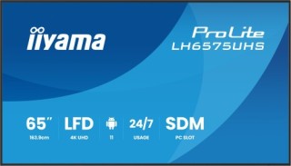 iiyama monitor iiyama 65"  lh6575uhs b1ag 3840x2160, uhd ips panel, operacion 24/7 500cd/m, landscap