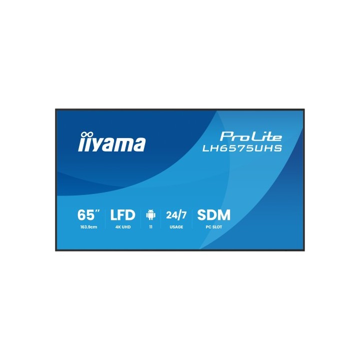 iiyama monitor iiyama 65"  lh6575uhs b1ag 3840x2160, uhd ips panel, operacion 24/7 500cd/m, landscap