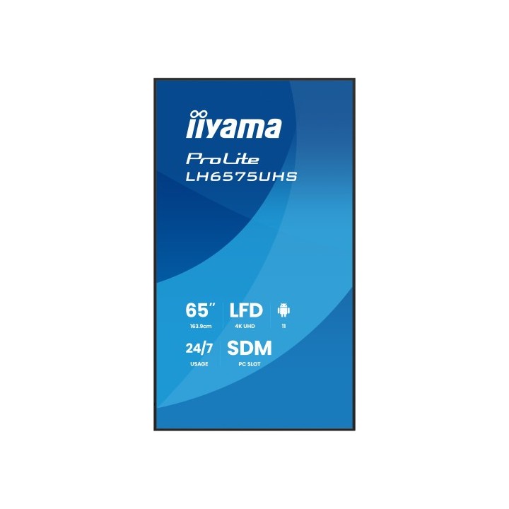iiyama monitor iiyama 65"  lh6575uhs b1ag 3840x2160, uhd ips panel, operacion 24/7 500cd/m, landscap
