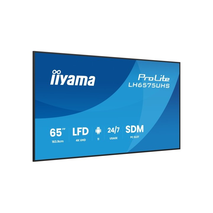 iiyama monitor iiyama 65"  lh6575uhs b1ag 3840x2160, uhd ips panel, operacion 24/7 500cd/m, landscap