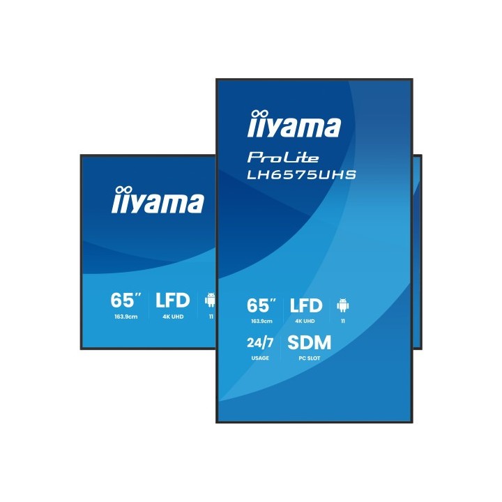 iiyama monitor iiyama 65"  lh6575uhs b1ag 3840x2160, uhd ips panel, operacion 24/7 500cd/m, landscap