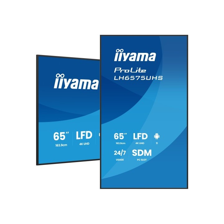 iiyama monitor iiyama 65"  lh6575uhs b1ag 3840x2160, uhd ips panel, operacion 24/7 500cd/m, landscap