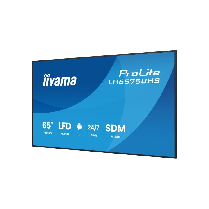 iiyama monitor iiyama 65"  lh6575uhs b1ag 3840x2160, uhd ips panel, operacion 24/7 500cd/m, landscap