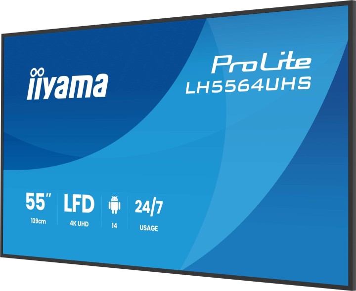 iiyama iiyama monitor 55" 3840x2160, uhd va dled  500cd/m, horiz y vert, mm 2x 10w, 2x hdmix 1x usb