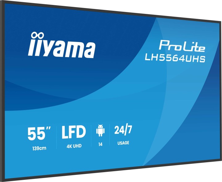 iiyama iiyama monitor 55" 3840x2160, uhd va dled  500cd/m, horiz y vert, mm 2x 10w, 2x hdmix 1x usb