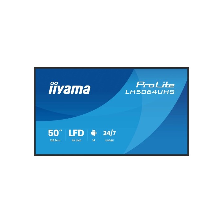 iiyama monitor iiyama 75" 3840x2160, uhd va dled panel, haze 25% 500cd/m2, landscape and portrait, s