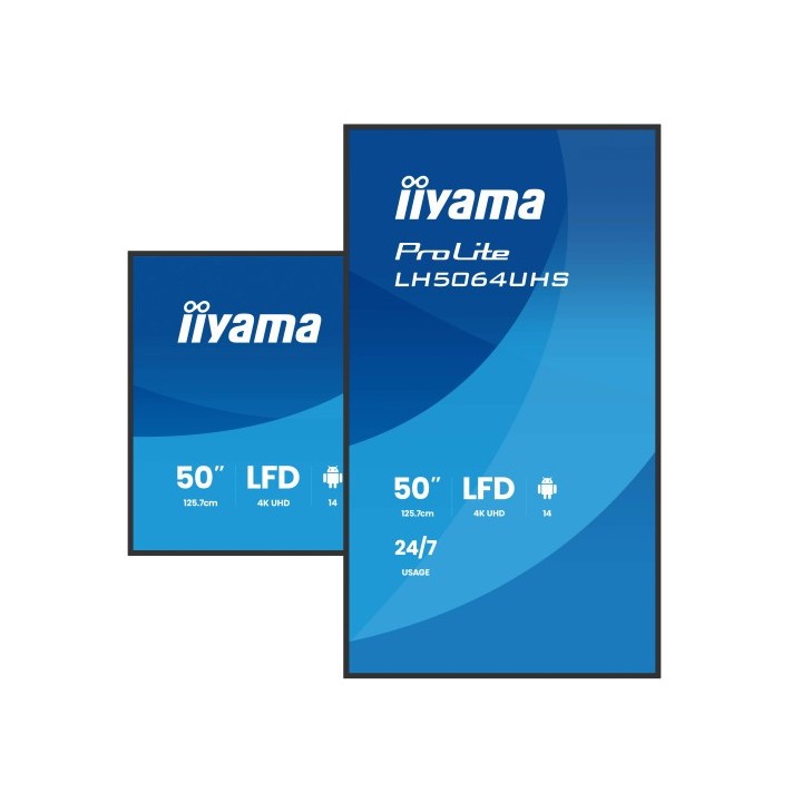 iiyama monitor iiyama 75" 3840x2160, uhd va dled panel, haze 25% 500cd/m2, landscape and portrait, s