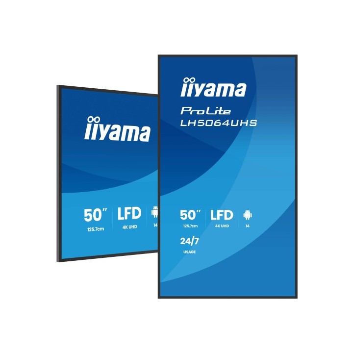 iiyama monitor iiyama 75" 3840x2160, uhd va dled panel, haze 25% 500cd/m2, landscape and portrait, s