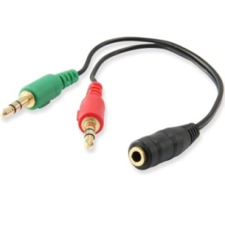 ewent cable adaptador de audio ewent jack 3.5mm hembra a jack 3.5mm macho x2 negro 0.15m