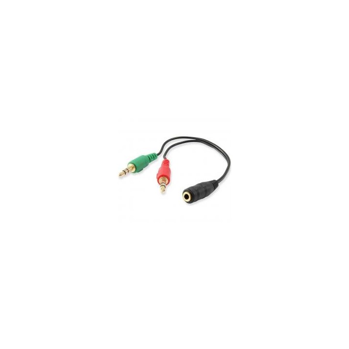 ewent cable adaptador de audio ewent jack 3.5mm hembra a jack 3.5mm macho x2 negro 0.15m