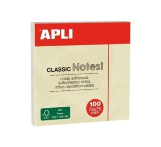 bloc notas apli 100h 75x75mm amarillo 10975