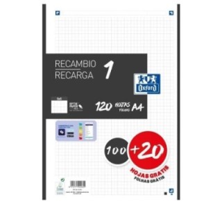recambio 100h+20 oxford color 1 a4 5x5 negro