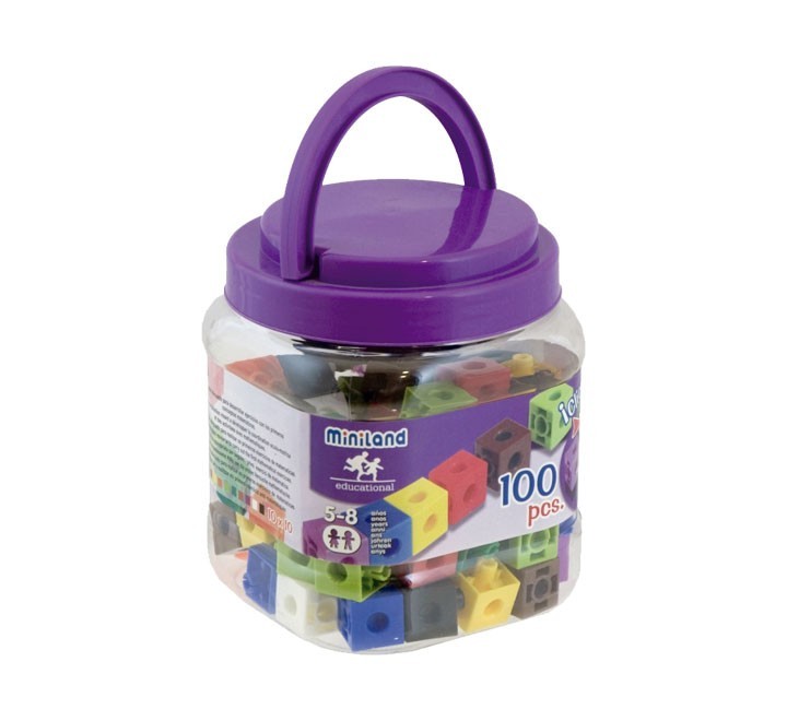 bote 100un cubos 2cm ensartables miniland 95210