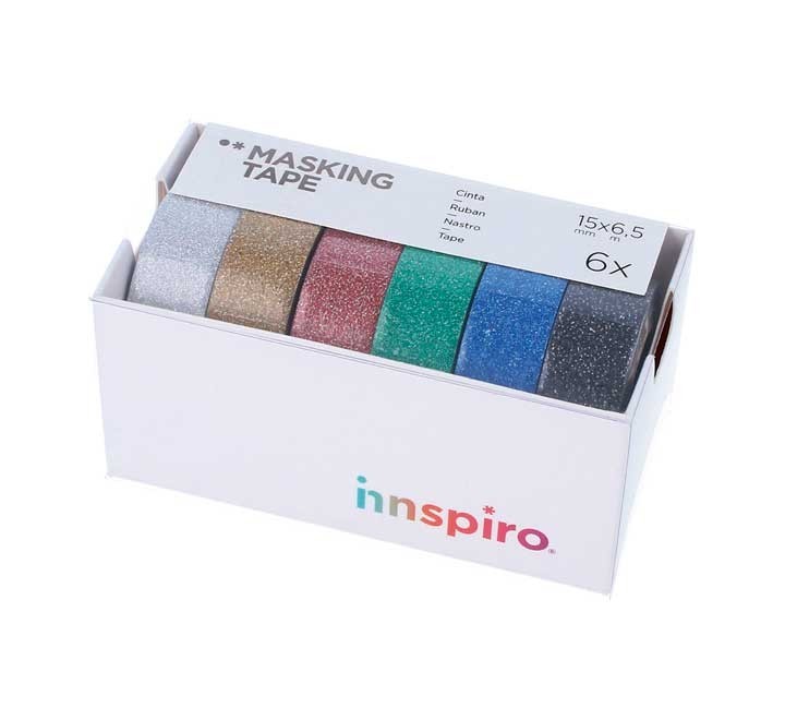 set 6 cinta washi tape innspiro serie glitter stdo