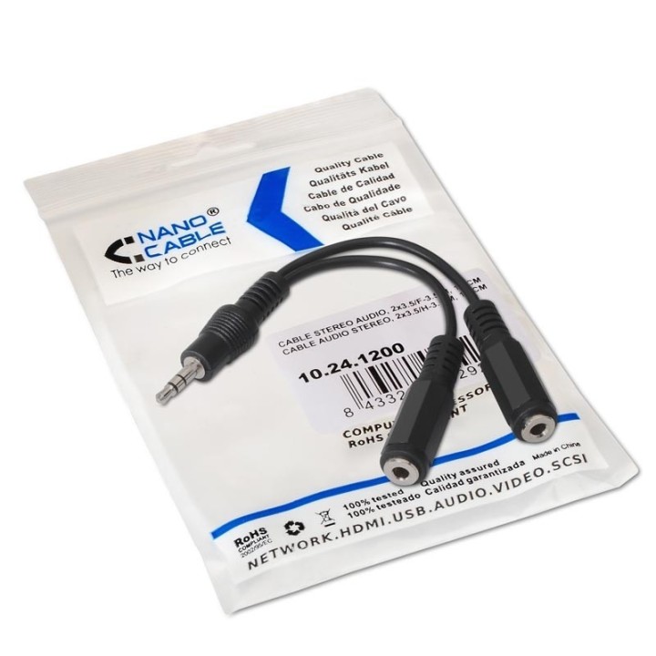 nanocable cable audio est?reo 2jack 3.5h jack 3.5m