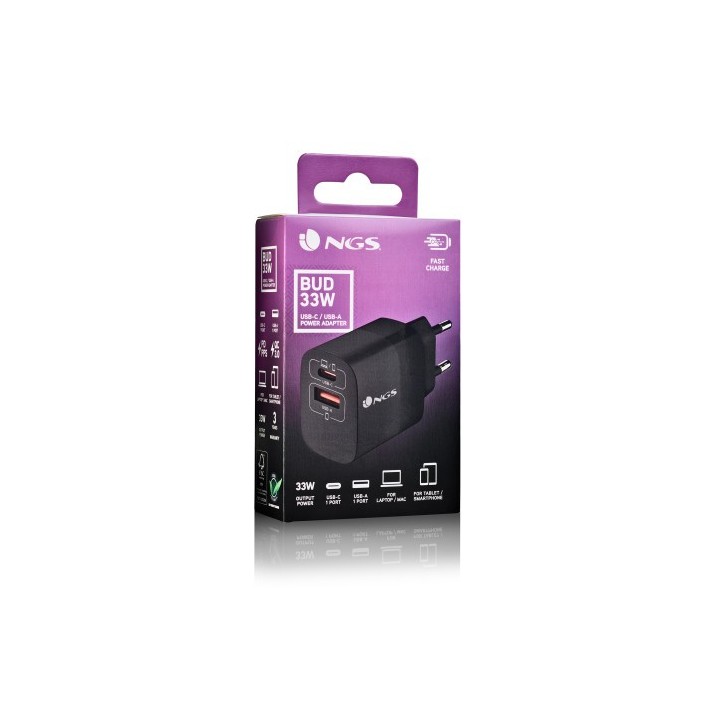 ngs ngs bud 33w universal negro corriente alterna carga rapida interior