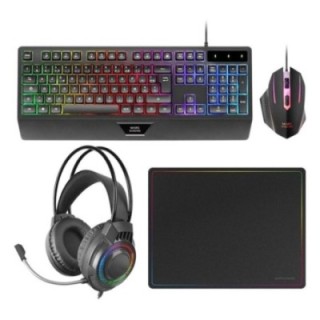 mars gaming kit teclado + raton mars gaming mcp124profr rgb negro + auriculares y alfombrilla france