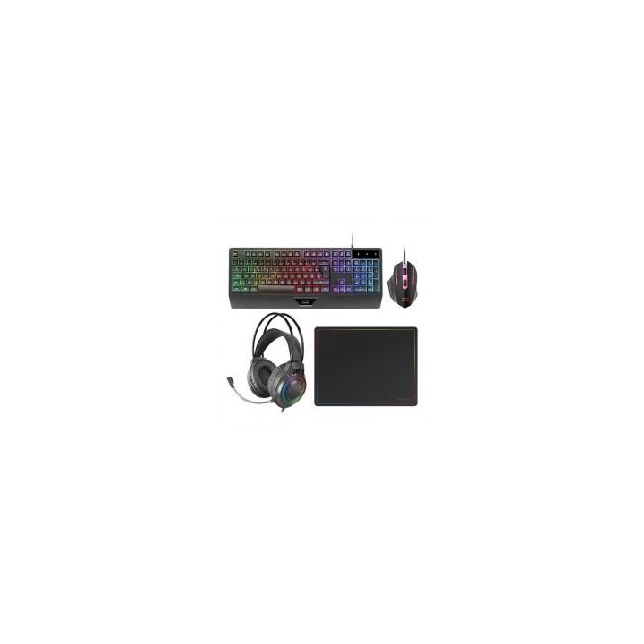 mars gaming kit teclado + raton mars gaming mcp124profr rgb negro + auriculares y alfombrilla france