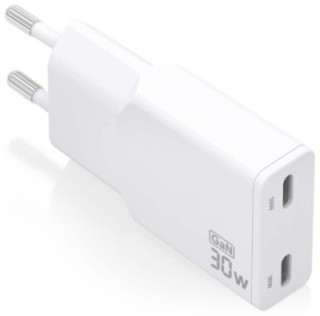 cargador aisens gan ultra delgado 30w 2xusb c pd3.0 qc4.0 blanco