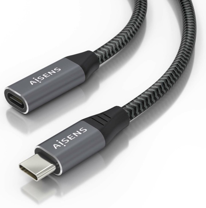 cable aisens usb 3.2 gen2x2 alu 20gbps 8k30 5a 100w usb c m/h 2.0m
