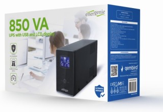 sai gembird con usb y display lcd 850 va negro