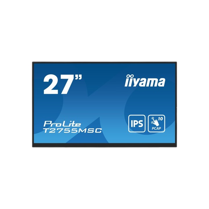 iiyama monitor iiyama 27" ips bonded pcap 10p touch, 1920x1080, flat bezel free glass front, hdmi, d