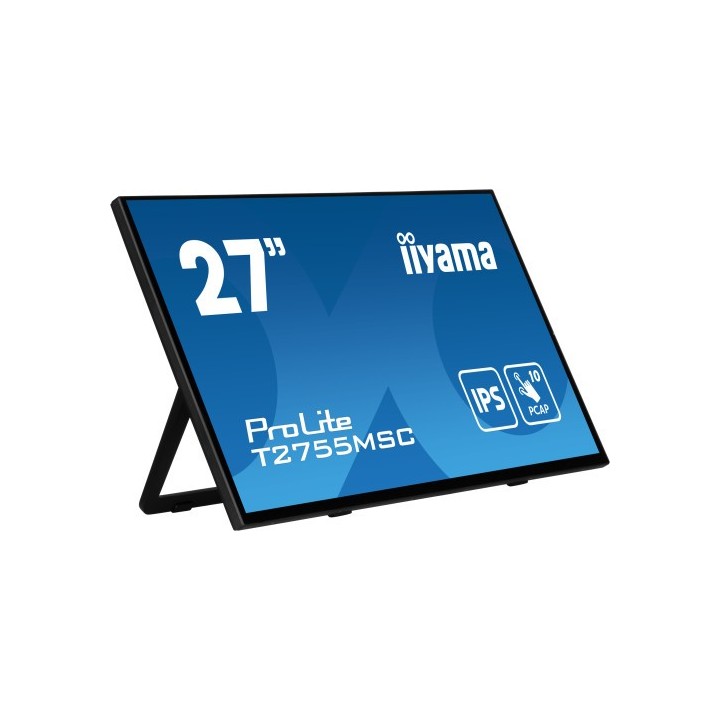 iiyama monitor iiyama 27" ips bonded pcap 10p touch, 1920x1080, flat bezel free glass front, hdmi, d
