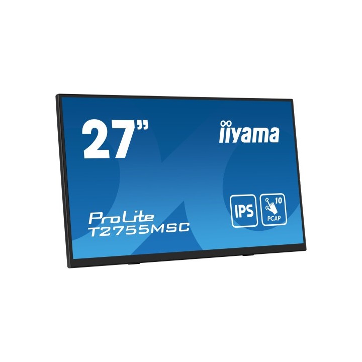 iiyama monitor iiyama 27" ips bonded pcap 10p touch, 1920x1080, flat bezel free glass front, hdmi, d