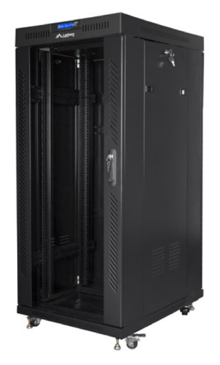 armario lanberg rack 19" 37u 800x1000 flat pack negro puerta cristal con lcd