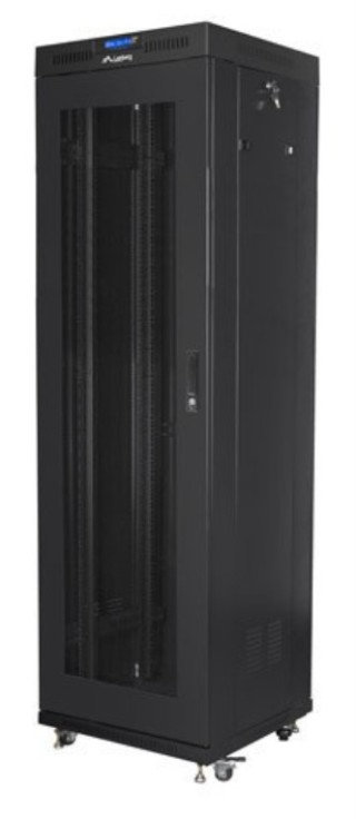 armario lanberg rack 19" 42u 600x600 flat pack v2 puerta mesh con lcd negro