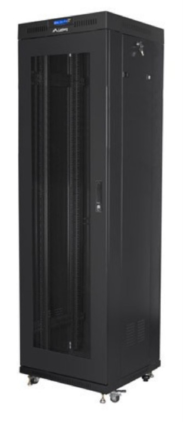 armario lanberg rack 19" 42u 600x600 flat pack v2 puerta mesh con lcd negro