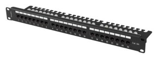 patch panel lanberg 24 puertos 1u 19" cat.6a utp con organizador cables negro