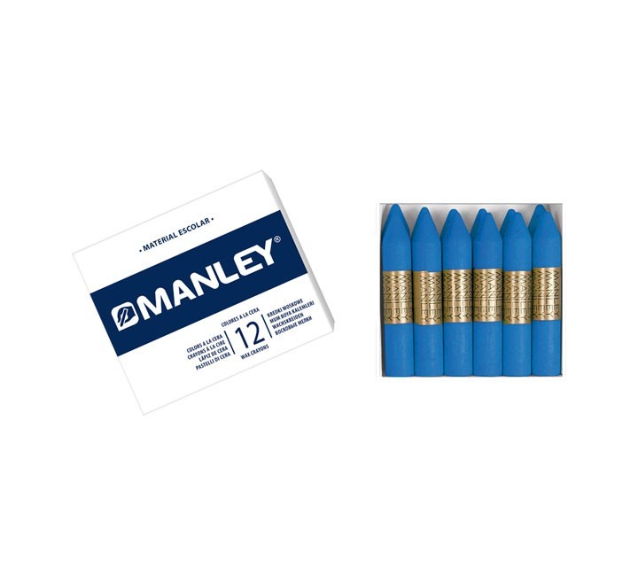 estuche 12 ceras manley mnc04599 azul turq.