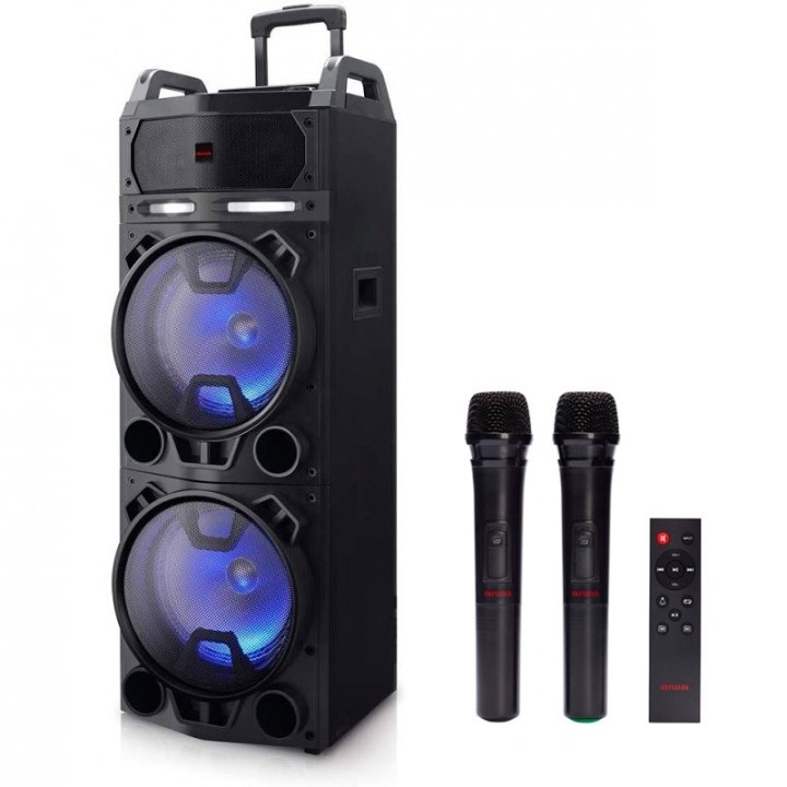 aiwa altavoz trolley aiwa kbtus   900 100w rms con karaoke 2 micros inalambricos