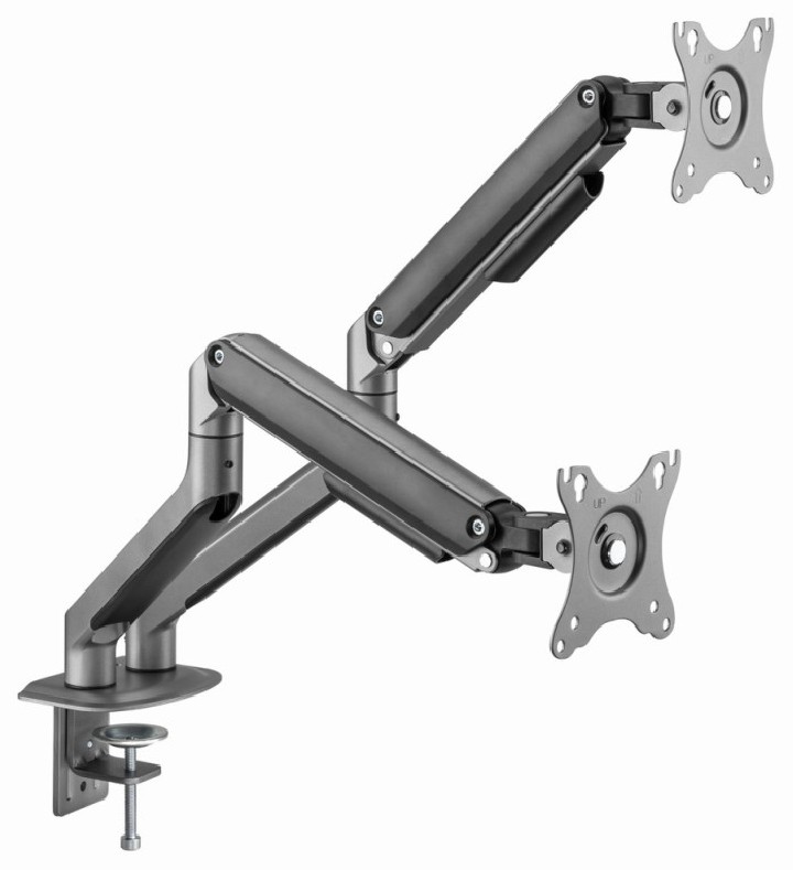 brazo de monitor gembird para 2 pantallas de escritorio gris espacial