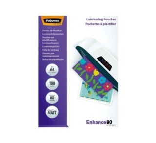 paq. 100 fundas plastif. fellowes 80mic a4 mate