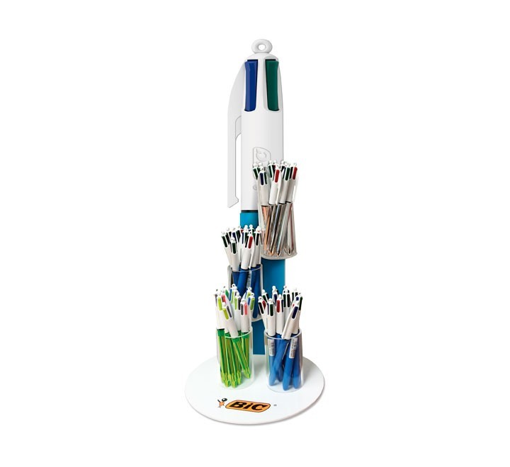 expositor 60 boligrafo bic 4 colores
