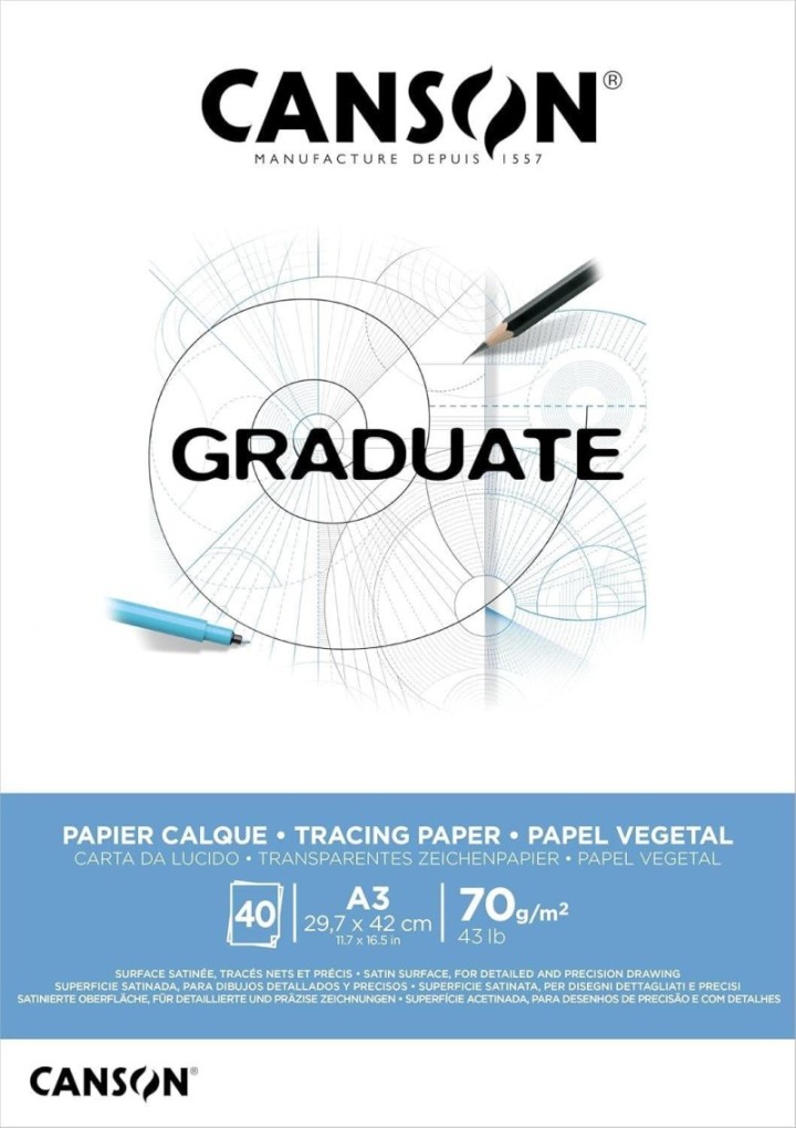 bloc enc. 40h pap vegetal canson graduate a3
